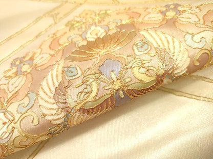 平和屋着物▼西陣　太鼓柄袋帯　駒刺繍　総刺繍　天井鳳凰花唐草文　金糸　正絹　逸品　未使用　DABJ7585fe