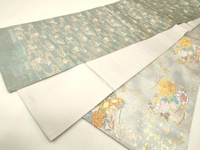 平和屋着物▼西陣　とみや織物謹製　とみや帯　六通柄袋帯　唐織　清佳流水紋　引箔　証紙付き　正絹　逸品　未使用　DABJ7586fe