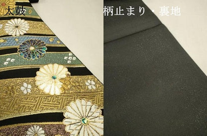 平和屋本店▼西陣　袋帯　螺鈿　唐織　菊連作　本金箔　証紙付き　正絹　逸品　未使用　DABJ7588fe