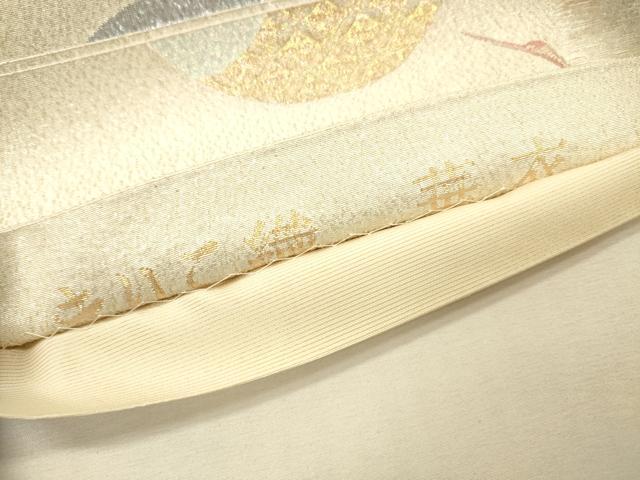 平和屋着物▼六通柄袋帯　きりこ織　華衣　飛鶴松文　金銀糸　正絹　逸品　DABJ7609fe