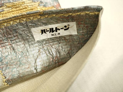 平和屋着物▼六通柄袋帯　霞文　金唐箔　正絹　逸品　DABJ7730fe