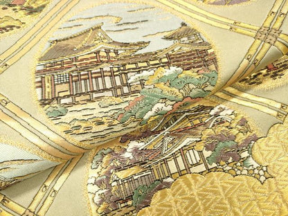 平和屋着物▼全通柄袋帯　唐織　世界日本文化財　金糸　正絹　逸品　DABJ7731fe
