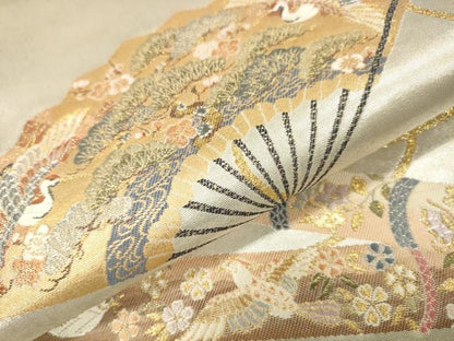 平和屋着物●西陣　長嶋成織物　ながしま帯　六通柄袋帯　唐織　桃山の響　瀞銀錦　正絹　逸品　DABJ7754fe