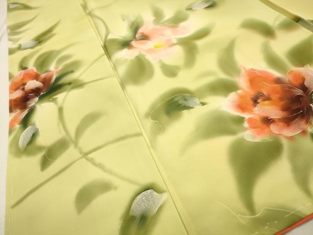 平和屋着物▼上質な小紋　手描き　草花　暈し染　正絹　逸品　DABJ7756fe