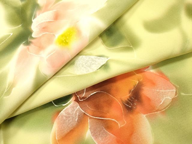 平和屋着物▼上質な小紋　手描き　草花　暈し染　正絹　逸品　DABJ7756fe
