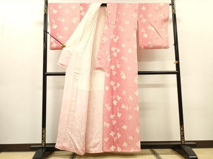 平和屋着物▼上質な小紋　舞花　暈し染　正絹　逸品　DABJ7759fe