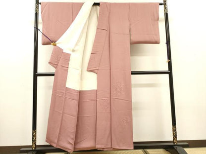 平和屋着物▼中国三大刺繍　スワトウ刺繍　汕頭刺繍　総刺繍　色留袖　正倉院花文　退紅色　正絹　逸品　DABJ7761fe