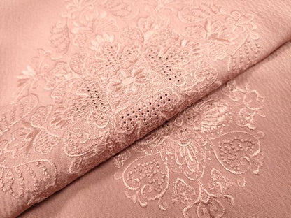平和屋着物▼中国三大刺繍　スワトウ刺繍　汕頭刺繍　総刺繍　色留袖　正倉院花文　退紅色　正絹　逸品　DABJ7761fe