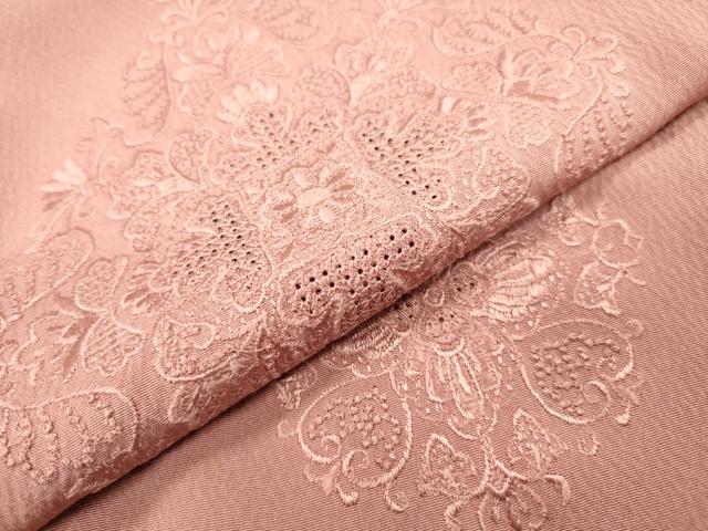 平和屋着物▼中国三大刺繍　スワトウ刺繍　汕頭刺繍　総刺繍　色留袖　正倉院花文　退紅色　正絹　逸品　DABJ7761fe