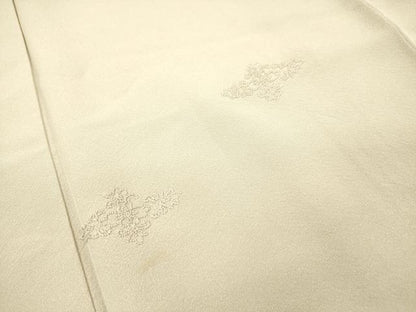 平和屋着物▼中国三大刺繍　相良刺繍　総刺繍　無地絵羽訪問着　花菱文　灰黄緑色　正絹　逸品　DABJ7762fe