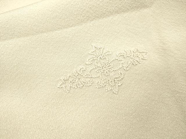 平和屋着物▼中国三大刺繍　相良刺繍　総刺繍　無地絵羽訪問着　花菱文　灰黄緑色　正絹　逸品　DABJ7762fe