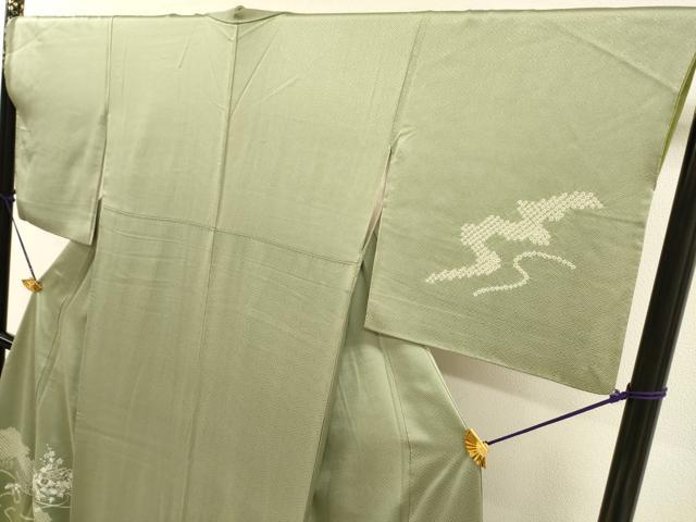 平和屋着物▼訪問着　駒刺繍　絞り　道長文箱花文　銀彩　正絹　逸品　DABJ7773fe