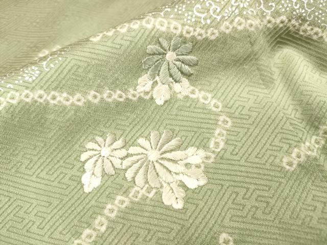 平和屋着物▼訪問着　駒刺繍　絞り　道長文箱花文　銀彩　正絹　逸品　DABJ7773fe