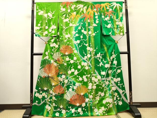 平和屋着物▼訪問着　駒刺繍　松竹梅　暈し染　金彩　正絹　逸品　DABJ7782fe