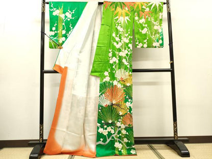 平和屋着物▼訪問着　駒刺繍　松竹梅　暈し染　金彩　正絹　逸品　DABJ7782fe