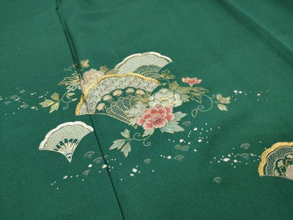 平和屋着物▼中国三大刺繍　蘇州刺繍　総刺繍　訪問着　青海波花唐草文　金銀糸　正絹　逸品　DABJ7797fe