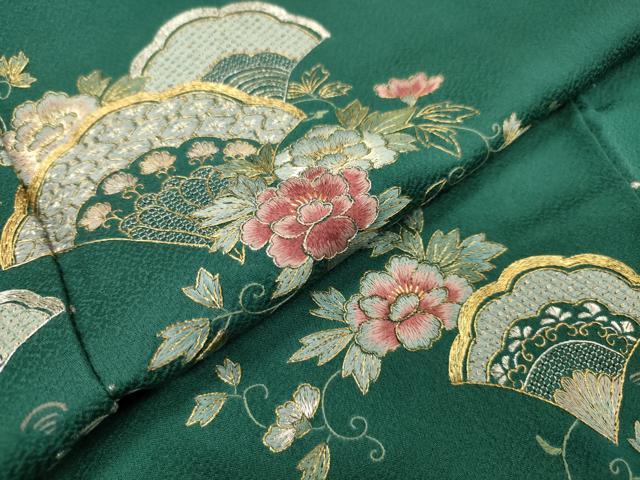 平和屋着物▼中国三大刺繍　蘇州刺繍　総刺繍　訪問着　青海波花唐草文　金銀糸　正絹　逸品　DABJ7797fe