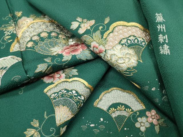 平和屋着物▼中国三大刺繍　蘇州刺繍　総刺繍　訪問着　青海波花唐草文　金銀糸　正絹　逸品　DABJ7797fe