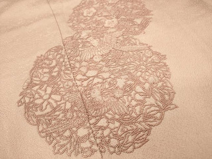 平和屋着物▼中国三大刺繍　相良刺繍　総刺繍　訪問着　花鳥丸文　正絹　逸品　DABJ7802fe
