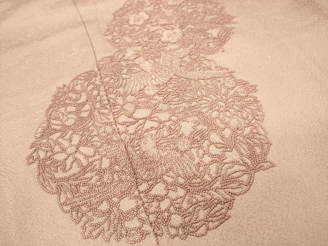 平和屋着物▼中国三大刺繍　相良刺繍　総刺繍　訪問着　花鳥丸文　正絹　逸品　DABJ7802fe
