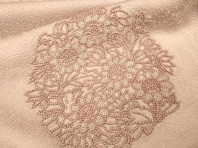 平和屋着物▼中国三大刺繍　相良刺繍　総刺繍　訪問着　花鳥丸文　正絹　逸品　DABJ7802fe