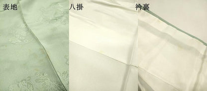 平和屋着物▼上質な色無地　葡萄蔦の葉地紋　千草鼠色　正絹　逸品　DABJ7804fe