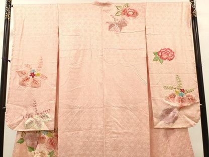 平和屋着物▼豪華振袖　総刺繍　駒刺繍　流水桐花文　金糸　正絹　逸品　DABJ7806fe