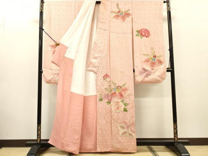 平和屋着物▼豪華振袖　総刺繍　駒刺繍　流水桐花文　金糸　正絹　逸品　DABJ7806fe