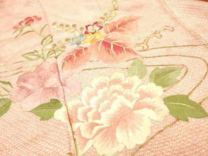 平和屋着物▼豪華振袖　総刺繍　駒刺繍　流水桐花文　金糸　正絹　逸品　DABJ7806fe