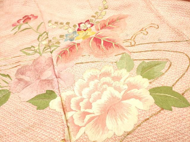 平和屋着物▼豪華振袖　総刺繍　駒刺繍　流水桐花文　金糸　正絹　逸品　DABJ7806fe