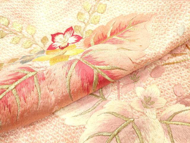 平和屋着物▼豪華振袖　総刺繍　駒刺繍　流水桐花文　金糸　正絹　逸品　DABJ7806fe