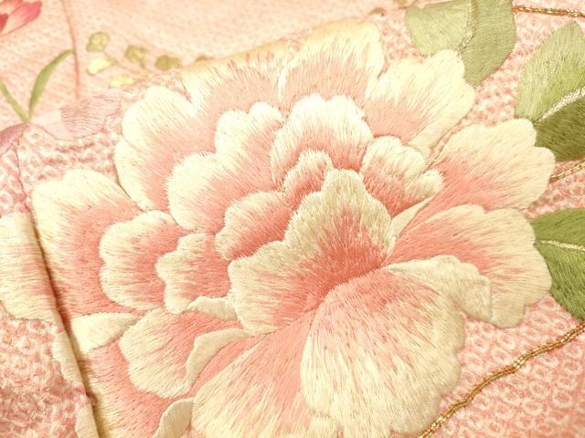 平和屋着物▼豪華振袖　総刺繍　駒刺繍　流水桐花文　金糸　正絹　逸品　DABJ7806fe