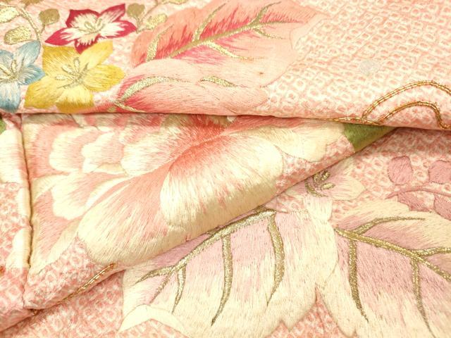 平和屋着物▼豪華振袖　総刺繍　駒刺繍　流水桐花文　金糸　正絹　逸品　DABJ7806fe