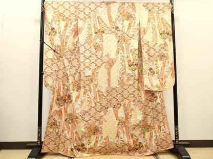 平和屋着物●創業460年・千總　振袖　駒刺繍　鬘帯舞花文　金彩　三越扱い　正絹　逸品　DABJ7817fe