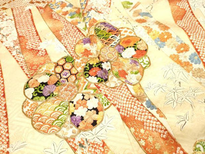 平和屋着物●創業460年・千總　振袖　駒刺繍　鬘帯舞花文　金彩　三越扱い　正絹　逸品　DABJ7817fe