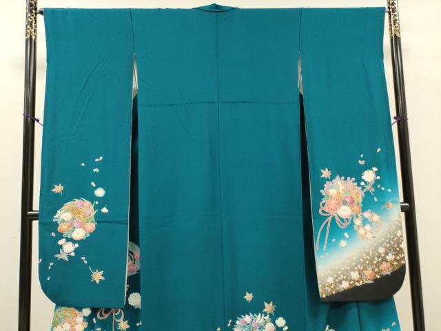 平和屋着物●豪華振袖　駒刺繍　花丸文　暈し染　金彩　正絹　逸品　DABJ7820fe