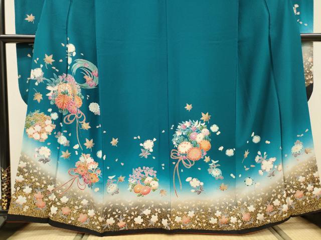 平和屋着物●豪華振袖　駒刺繍　花丸文　暈し染　金彩　正絹　逸品　DABJ7820fe