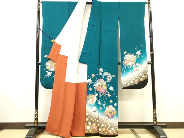 平和屋着物●豪華振袖　駒刺繍　花丸文　暈し染　金彩　正絹　逸品　DABJ7820fe