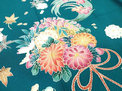 平和屋着物●豪華振袖　駒刺繍　花丸文　暈し染　金彩　正絹　逸品　DABJ7820fe