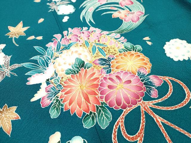 平和屋着物●豪華振袖　駒刺繍　花丸文　暈し染　金彩　正絹　逸品　DABJ7820fe