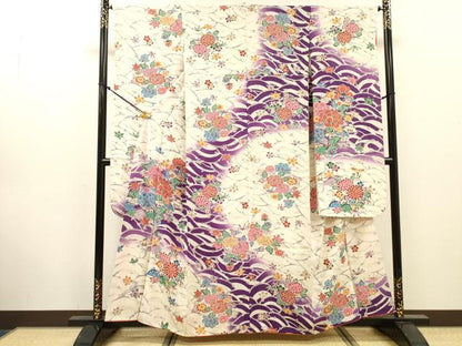 平和屋着物●豪華振袖　型染　草花　暈し染　正絹　逸品　DABJ7822fe