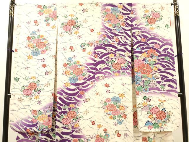 平和屋着物●豪華振袖　型染　草花　暈し染　正絹　逸品　DABJ7822fe