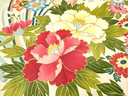 平和屋着物●豪華振袖　駒刺繍　草花　暈し染　正絹　逸品　DABJ7826fe