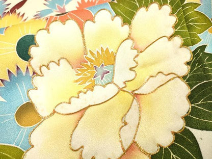 平和屋着物●豪華振袖　駒刺繍　草花　暈し染　正絹　逸品　DABJ7826fe