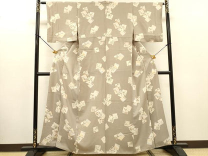 平和屋着物●上質な小紋　色紙花鳥文　正絹　逸品　DABJ7834fe