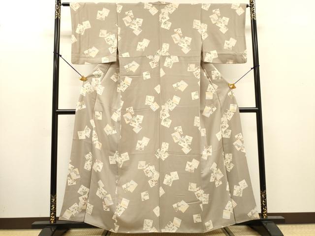 平和屋着物●上質な小紋　色紙花鳥文　正絹　逸品　DABJ7834fe