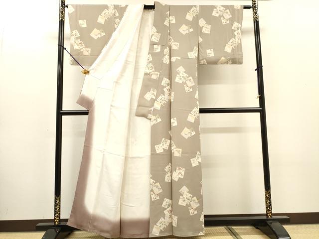 平和屋着物●上質な小紋　色紙花鳥文　正絹　逸品　DABJ7834fe