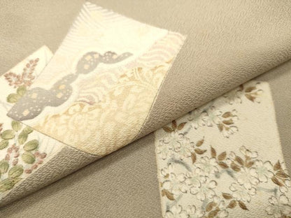 平和屋着物●上質な小紋　色紙花鳥文　正絹　逸品　DABJ7834fe