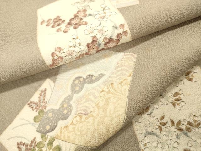 平和屋着物●上質な小紋　色紙花鳥文　正絹　逸品　DABJ7834fe