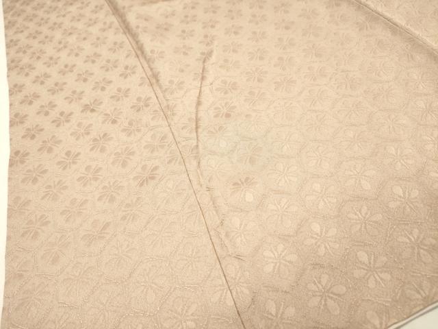 平和屋着物●上質な色無地　亀甲花地紋　灰梅色　ロング丈　正絹　逸品　DABJ7839fe